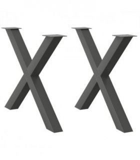 vidaXL Dining Table Legs X-Shaped 2 pcs Anthracite 90x(72-73) cm Steel — Size: 90 x (72-73) cm (80 mm)