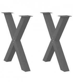 vidaXL Dining Table Legs X-Shaped 2 pcs Black 70x(72-73) cm Steel — Size: 70 x (72-73) cm (80 mm)