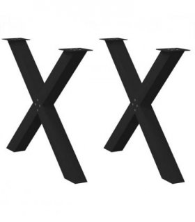 vidaXL Dining Table Legs X-Shaped 2 pcs Black 90x(72-73) cm Steel — Size: 90 x (72-73) cm (80 mm)