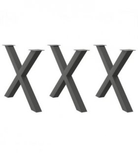 vidaXL Dining Table Legs X-Shaped 3 pcs Anthracite 90x(72-73) cm Steel — Size: 90 x (72-73) cm (80 mm)