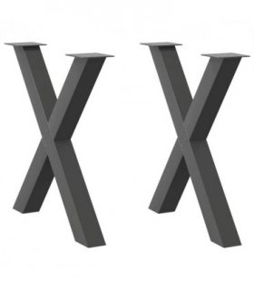 vidaXL Dining Table Legs X-Shaped 2 pcs Anthracite 70x(72-73) cm Steel — Size: 70 x (72-73) cm (80 mm)