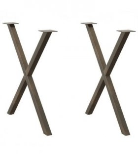 vidaXL Dining Table Legs X-Shaped 2 pcs Natural Steel 70x(72-73) cm Steel — Size: 70 x (72-73) cm (40 mm)
