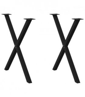 vidaXL Dining Table Legs X-Shaped 2 pcs Black 80x(72-73) cm Steel — Size: 80 x (72-73) cm (40 mm)