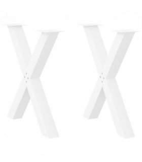 vidaXL Dining Table Legs X-Shaped 2 pcs White 70x(72-73) cm Steel — Size: 70 x (72-73) cm (80 mm)