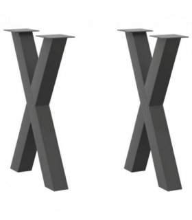 vidaXL Dining Table Legs X-Shaped 2 pcs Anthracite 60x(72-73) cm Steel — Size: 60 x (72-73) cm (80 mm)