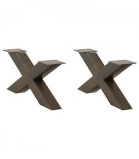 vidaXL Coffee Table Legs X-Shaped 2 pcs Natural Steel 70x(30-31) cm Steel — Size: 70 x (30-31) cm (80 mm)