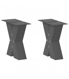 vidaXL Coffee Table Legs X-Shaped 2 pcs Black 30x(30-31) cm Steel — Size: 30 x (30-31) cm (80 mm)