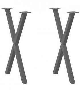 vidaXL Dining Table Legs X-Shaped 2 pcs Black 50x(72-73) cm Steel — Size: 50 x (72-73) cm (40 mm)