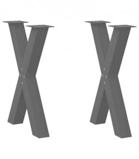 vidaXL Dining Table Legs X-Shaped 2 pcs Black 50x(72-73) cm Steel — Size: 50 x (72-73) cm (80 mm)