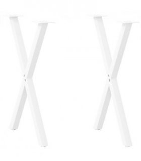 vidaXL Dining Table Legs X-Shaped 2 pcs White 57x(72-73) cm Steel — Size: 57 x (72-73) cm (40 mm)