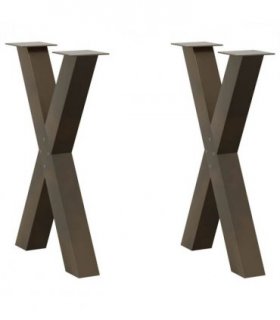 vidaXL Dining Table Legs X-Shaped 2 pcs Natural Steel 60x(72-73) cm Steel — Size: 60 x (72-73) cm (80 mm)