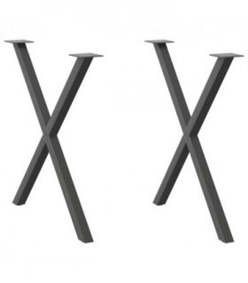 vidaXL Dining Table Legs X-Shaped 2 pcs Anthracite 70x(72-73) cm Steel — Size: 70 x (72-73) cm (40 mm)