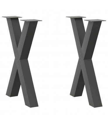 vidaXL Dining Table Legs X-Shaped 2 pcs Anthracite 50x(72-73) cm Steel — Size: 50 x (72-73) cm (80 mm)