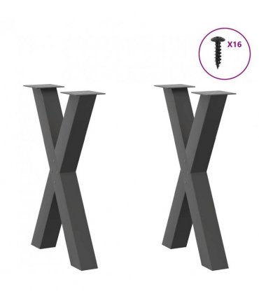 vidaXL Dining Table Legs X-Shaped 2 pcs Anthracite 50x(72-73) cm Steel — Size: 50 x (72-73) cm (80 mm)