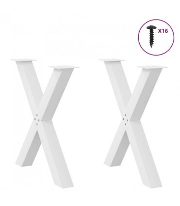 vidaXL Dining Table Legs X-Shaped 2 pcs White 80x(72-73) cm Steel — Size: 80 x (72-73) cm (80 mm)