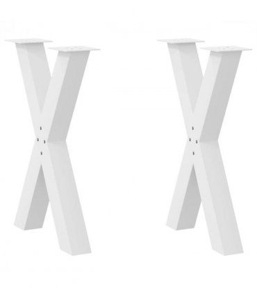 vidaXL Dining Table Legs X-Shaped 2 pcs White 50x(72-73) cm Steel — Size: 50 x (72-73) cm (80 mm)