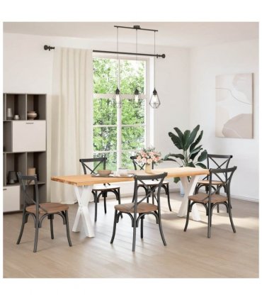 vidaXL Dining Table Legs X-Shaped 2 pcs White 50x(72-73) cm Steel — Size: 50 x (72-73) cm (80 mm)