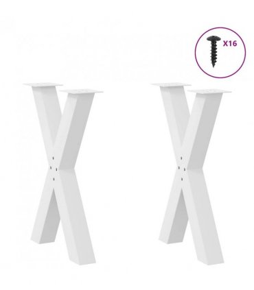 vidaXL Dining Table Legs X-Shaped 2 pcs White 50x(72-73) cm Steel — Size: 50 x (72-73) cm (80 mm)