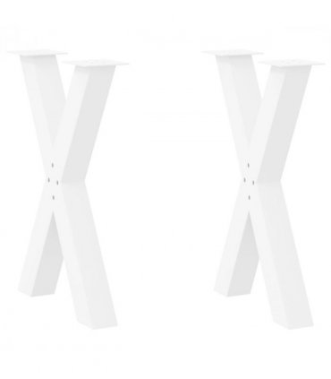 vidaXL Dining Table Legs X-Shaped 2 pcs White 60x(72-73) cm Steel — Size: 60 x (72-73) cm (80 mm)