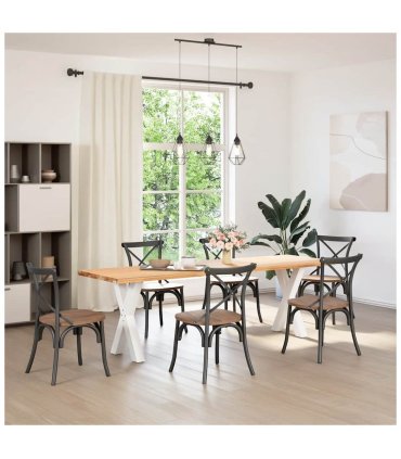vidaXL Dining Table Legs X-Shaped 2 pcs White 60x(72-73) cm Steel — Size: 60 x (72-73) cm (80 mm)