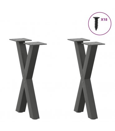 vidaXL Coffee Table Legs X-Shaped 2 pcs Anthracite 38x(42-43) cm Steel — Size: 38 x (42-43) cm (40 mm)