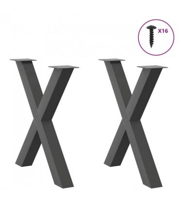 vidaXL Dining Table Legs X-Shaped 2 pcs Anthracite 80x(72-73) cm Steel — Size: 80 x (72-73) cm (80 mm)