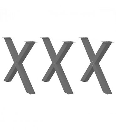 vidaXL Dining Table Legs X-Shaped 3 pcs Black 90x(72-73) cm Steel — Size: 90 x (72-73) cm (80 mm)