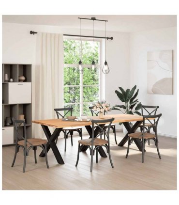 vidaXL Dining Table Legs X-Shaped 3 pcs Black 90x(72-73) cm Steel — Size: 90 x (72-73) cm (80 mm)
