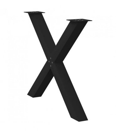 vidaXL Dining Table Legs X-Shaped 3 pcs Black 90x(72-73) cm Steel — Size: 90 x (72-73) cm (80 mm)