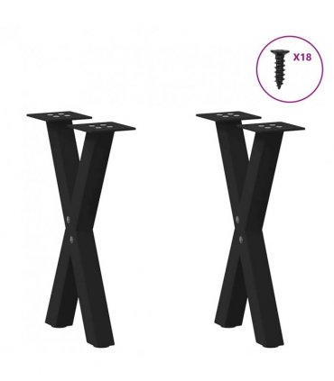 vidaXL Coffee Table Legs X-Shaped 2 pcs Black 38x(42-43) cm Steel — Size: 38 x (42-43) cm (40 mm)