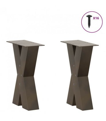 vidaXL Coffee Table Legs X-Shaped 2 pcs Natural Steel 28x(42-43) cm Steel — Size: 28 x (42-43) cm (80 mm)