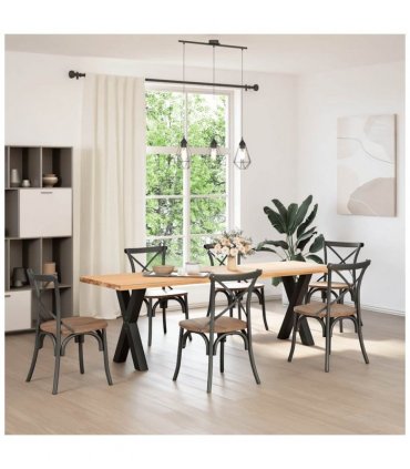 vidaXL Dining Table Legs X-Shaped 2 pcs Black 60x(72-73) cm Steel — Size: 60 x (72-73) cm (80 mm)