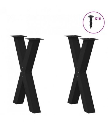 vidaXL Dining Table Legs X-Shaped 2 pcs Black 60x(72-73) cm Steel — Size: 60 x (72-73) cm (80 mm)