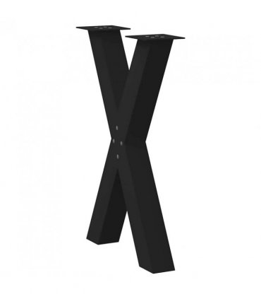 vidaXL Dining Table Legs X-Shaped 2 pcs Black 60x(72-73) cm Steel — Size: 60 x (72-73) cm (80 mm)