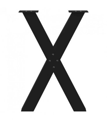 vidaXL Dining Table Legs X-Shaped 2 pcs Black 60x(72-73) cm Steel — Size: 60 x (72-73) cm (80 mm)