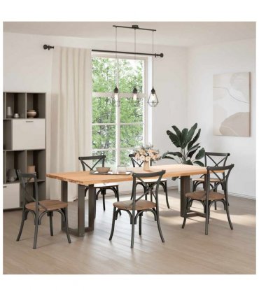 vidaXL Dining Table Legs T-Shaped 2 pcs Black 50x35x(72-73) cm Steel — Colour: natural, Size: 50 x 35 x (72-73) cm