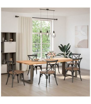 vidaXL Dining Table Legs T-Shaped 2 pcs Black 100x35x(72-73) cm Steel — Colour: natural, Size: 100 x 35 x (72-73) cm