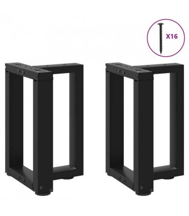vidaXL Coffee Table Legs T-Shaped 2 pcs Black 38x25x(42-43) cm Steel — Size: 38 x 25 x (42-43) cm
