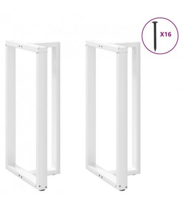 vidaXL Bar Table Legs T-Shaped 2 pcs White 60x35x(110-111) cm Steel — Size: 60 x 35 x (110-111) cm