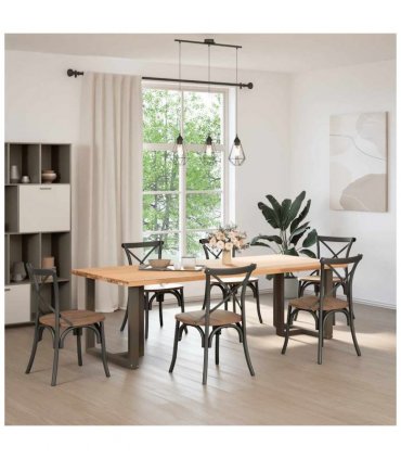 vidaXL Dining Table Legs T-Shaped 2 pcs Black 70x35x(72-73) cm Steel — Colour: natural, Size: 70 x 35 x (72-73) cm