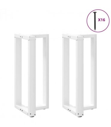 vidaXL Bar Table Legs T-Shaped 2 pcs White 40x35x(90-91) cm Steel — Size: 40 x 35 x (90-91) cm