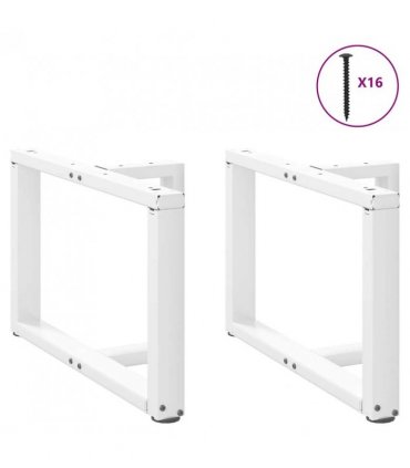 vidaXL Coffee Table Legs T-Shaped 2 pcs White 60x25x(42-43) cm Steel — Size: 60 x 25 x (42-43) cm