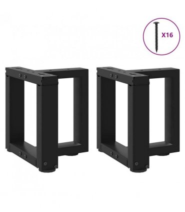 vidaXL Coffee Table Legs T-Shaped 2 pcs Black 30x25x(30-31) cm Steel — Size: 30 x 25 x (30-31) cm