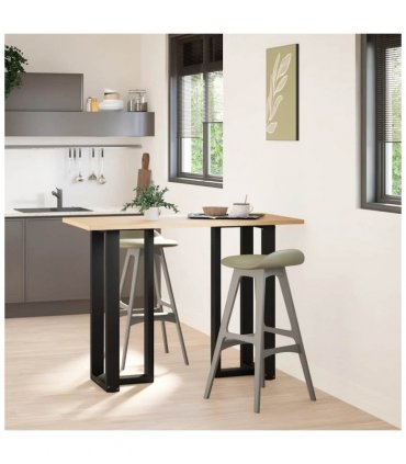 vidaXL Bar Table Legs T-Shaped 2 pcs Black 50x35x(100-101) cm Steel — Size: 50 x 35 x (100-101) cm