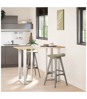 vidaXL Bar Table Legs T-Shaped 2 pcs White 60x35x(100-101) cm Steel — Size: 60 x 35 x (100-101) cm