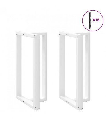 vidaXL Bar Table Legs T-Shaped 2 pcs White 60x35x(100-101) cm Steel — Size: 60 x 35 x (100-101) cm