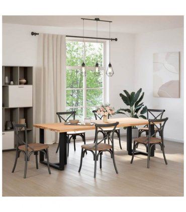 vidaXL Dining Table Legs T-Shaped 2 pcs Black 70x35x(72-73) cm Steel — Size: 70 x 35 x (72-73) cm