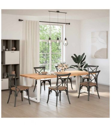 vidaXL Dining Table Legs T-Shaped 2 pcs White 100x35x(72-73) cm Steel — Size: 100 x 35 x (72-73) cm