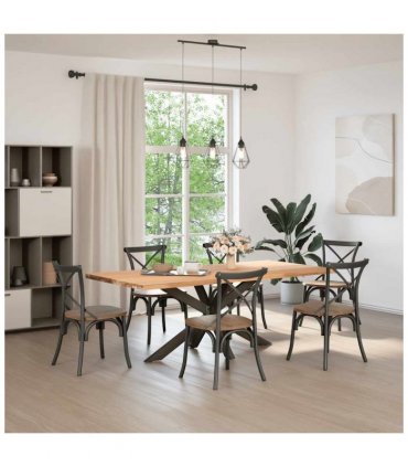 vidaXL Dining Table Leg Spider Shape Black 150x78x(72-73) cm Steel — Colour: natural, Size: 150 x 78 x (72-73) cm
