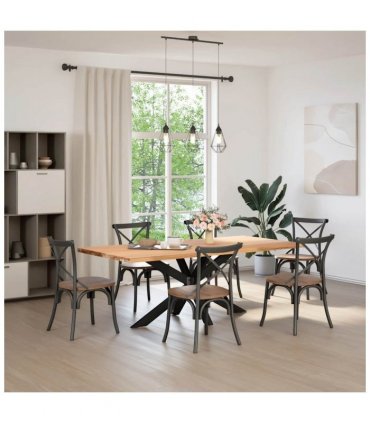 vidaXL Dining Table Leg Spider Shape Black 150x78x(72-73) cm Steel — Size: 150 x 78 x (72-73) cm